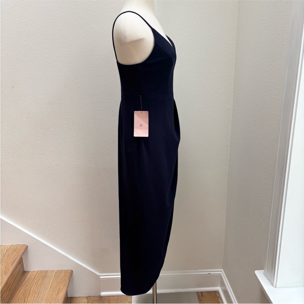 Bhldn Formal Bridesmaid Dress Evening Gown Wedding V Neck Maxi Navy Blue Size 6 - Picture 13 of 14